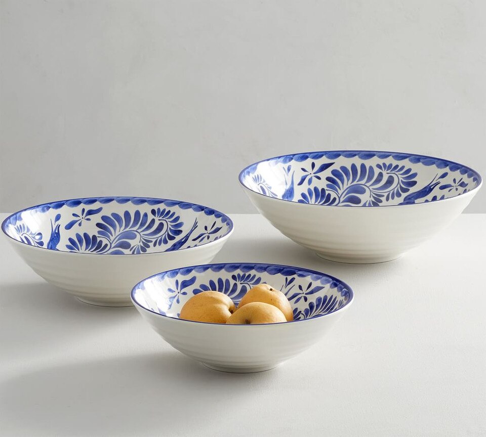 Puebla Melamine Serving Bowls, Set of 3